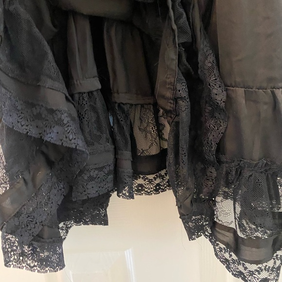 FREE PEOPLE | FULL SWING | TIERED LACE MINI DRESS | BLACK | SMALL - Picture 10 of 15